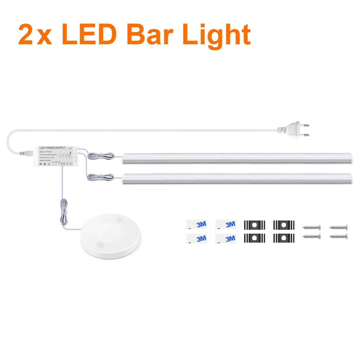 1-6PCS Set LED Cabinet Bar Lamps EU 220V Integrated Lighting With Dimmable Touch/Hand Sweep Sensor Switch 25mm Board Penetrable