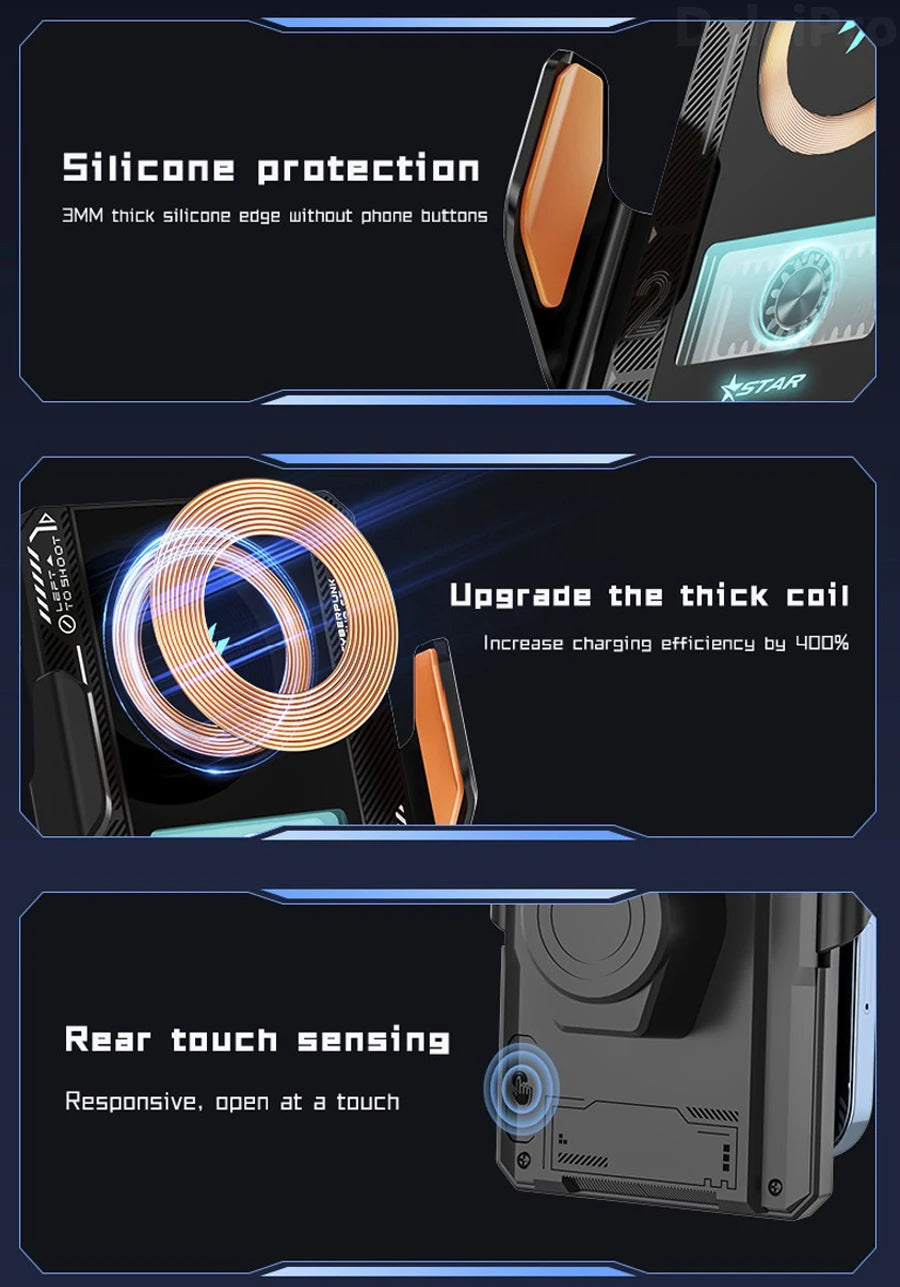 Car Smart Sensing Automatic Clamping Mounts For Samsung iPhone Xiaomi Phone Holder Wireless Charger Mounts 15W/66W Fast Charging