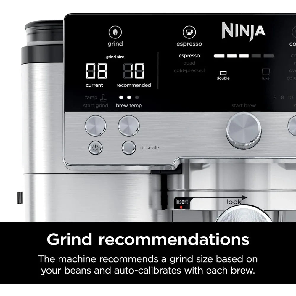 Ninja Luxe Café 3-in-1 Espresso, Drip Coffee and Cold Brew Machine | Intergrated Coffee Grinder, Milk Frother, Assisted Tamper &