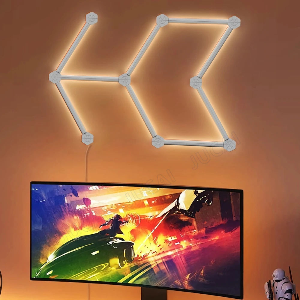 Splicing Light DIY Atmosphere Light RGB Smart Wall Light Voice Control Lamp for Esports Room Bedroom Bar Decoration Night Light