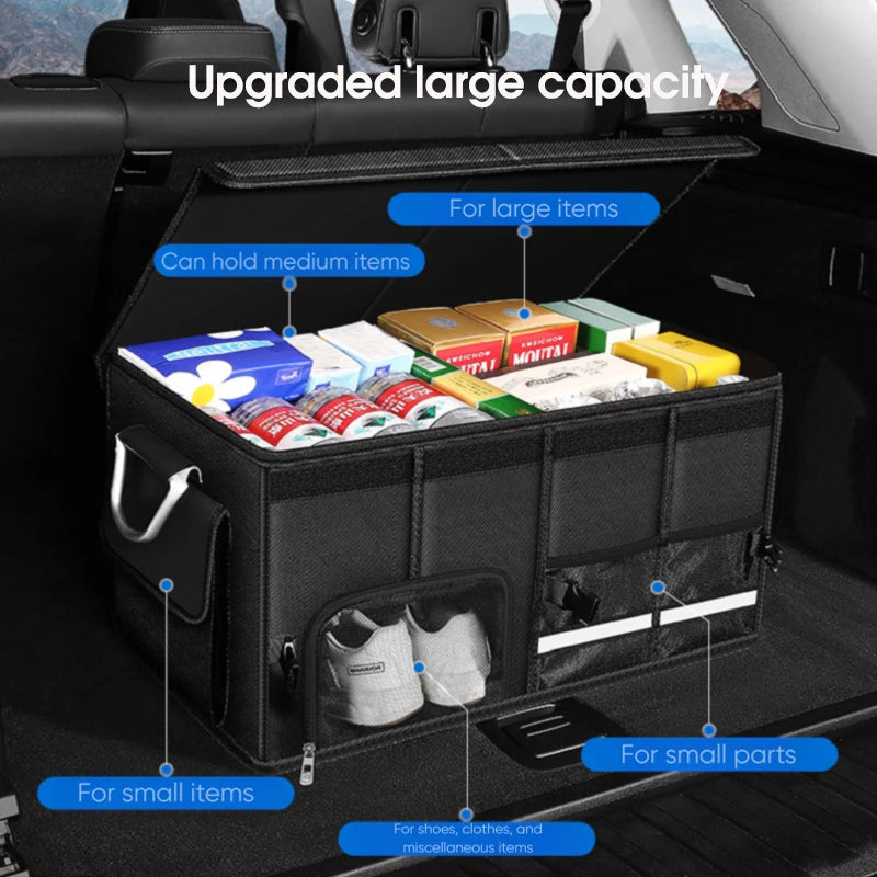 Portable Foldable Trunk Storage Box Waterproof Oxford Cloth 92L Large-Capacity Car Organizer for Camping Fishing