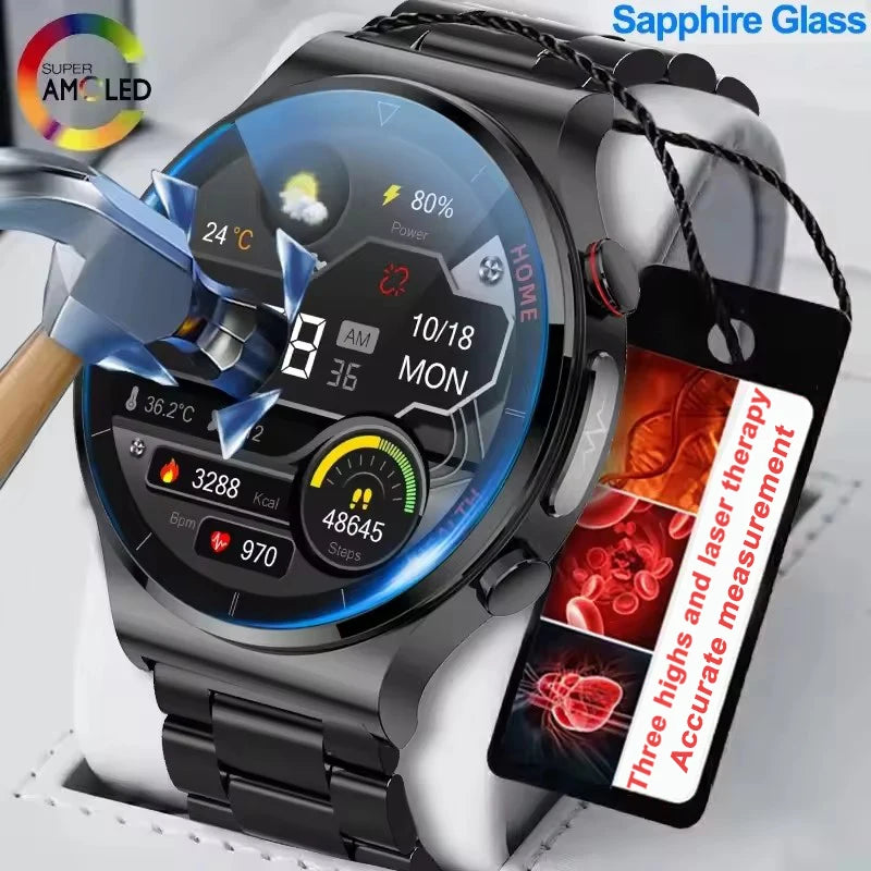 2025 New Laser Treatment Three High Smart Watch Men ECG PPG Heart Rate Health Tracker Smart Watches GUHUAVMI IOS Sleep Monitor