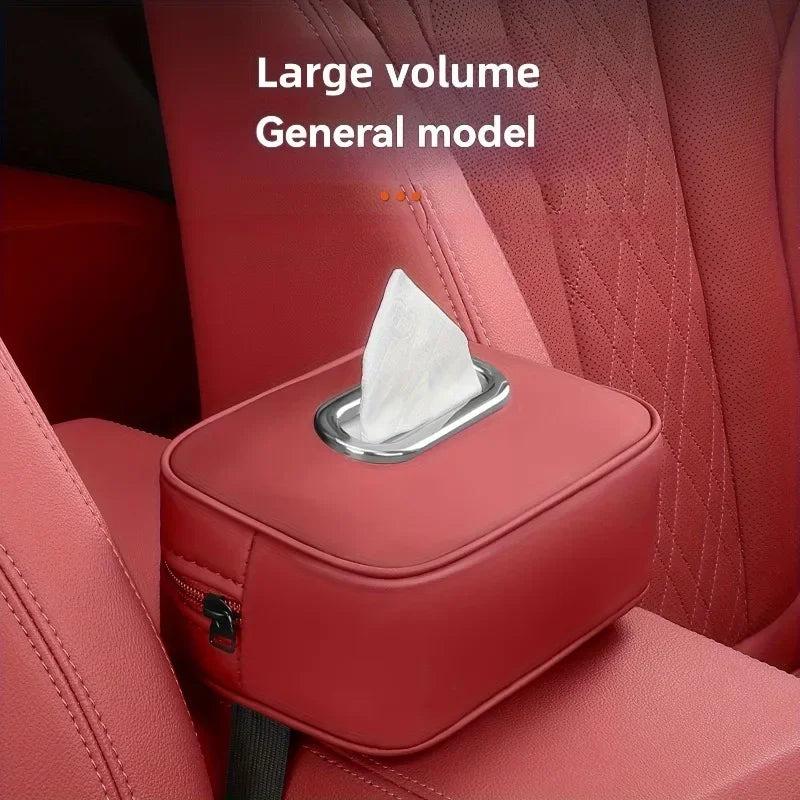 1PC  PU Leather Car Tissue Box Holder, Multi-Functional Storage Organizer for Sun Visor