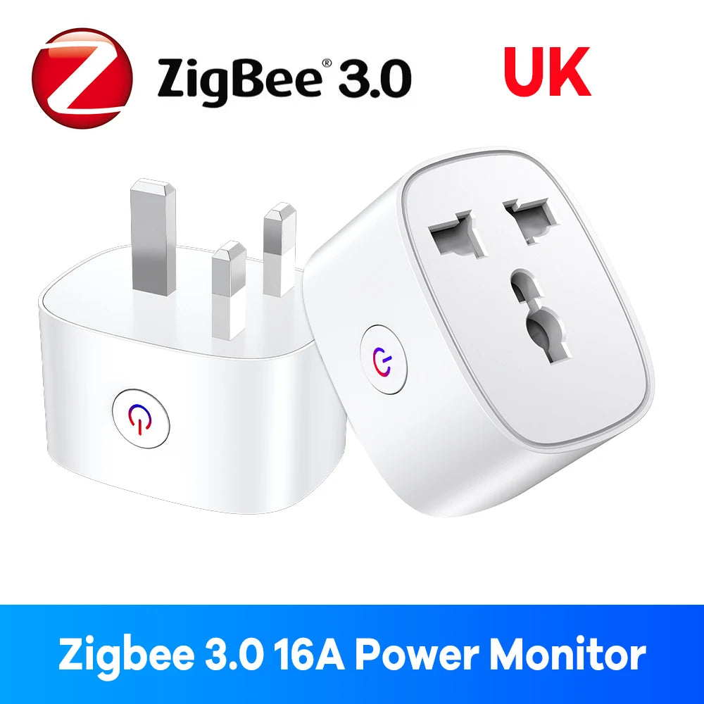 Zigbee Smart Plug 16A EU US UK Plug Energy Monitor Remote Control Timer Alexa Google Home for Electrical Sockets with Control