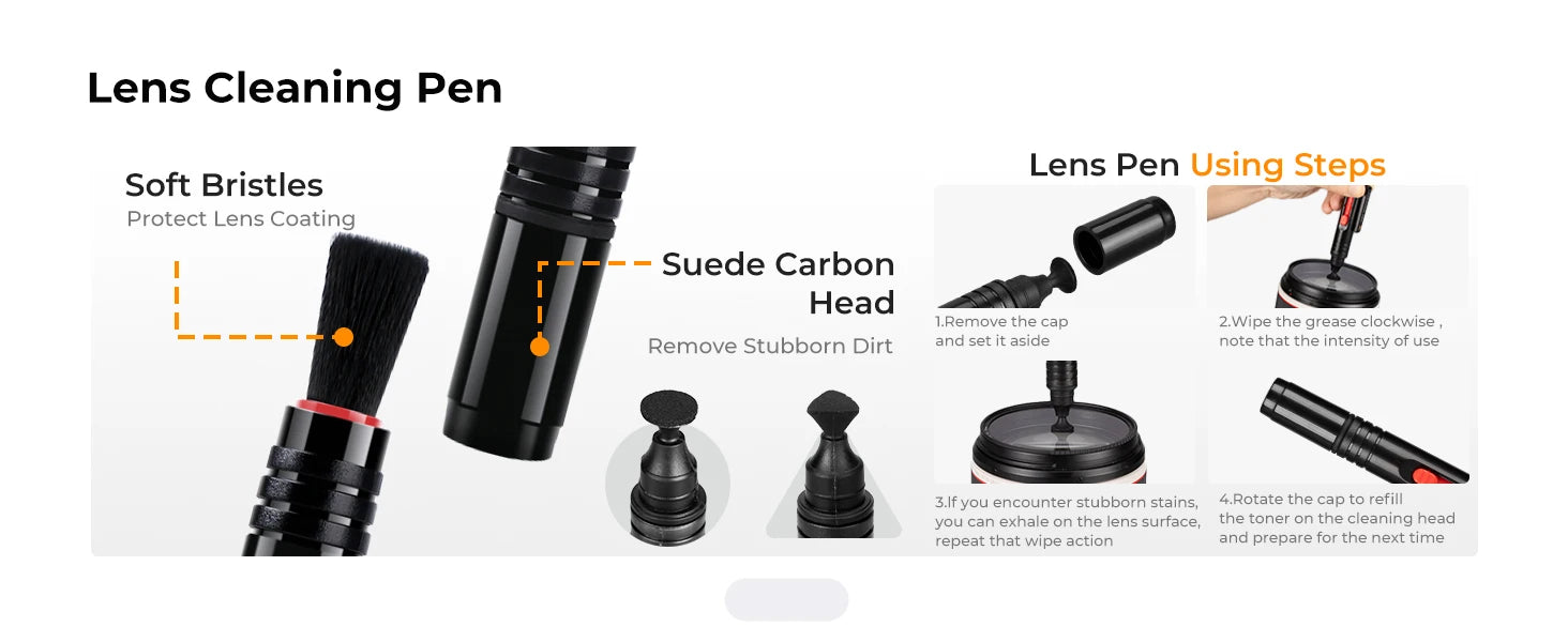 K&F CONCEPT 25 in 1 Camera Cleaning Kit with Camera Blower Wipes Cloth Swabs Cleaner Liquid Cleaning Pen for Camera Lens Phone