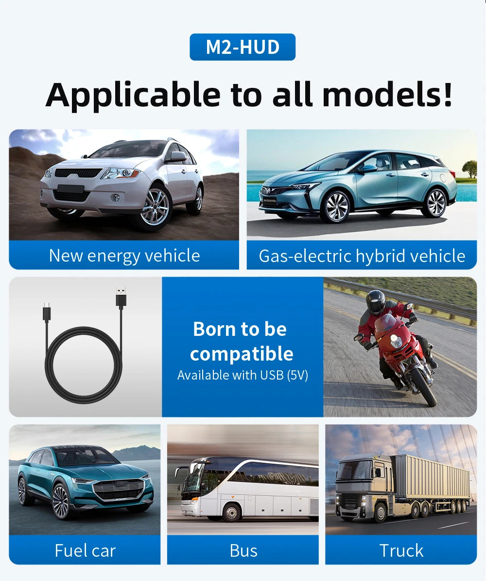 HD Car Head up Display M2 GPS Speedometer KM/H Digital HUD Windshield Projector Universal Auto Electronics Accessory