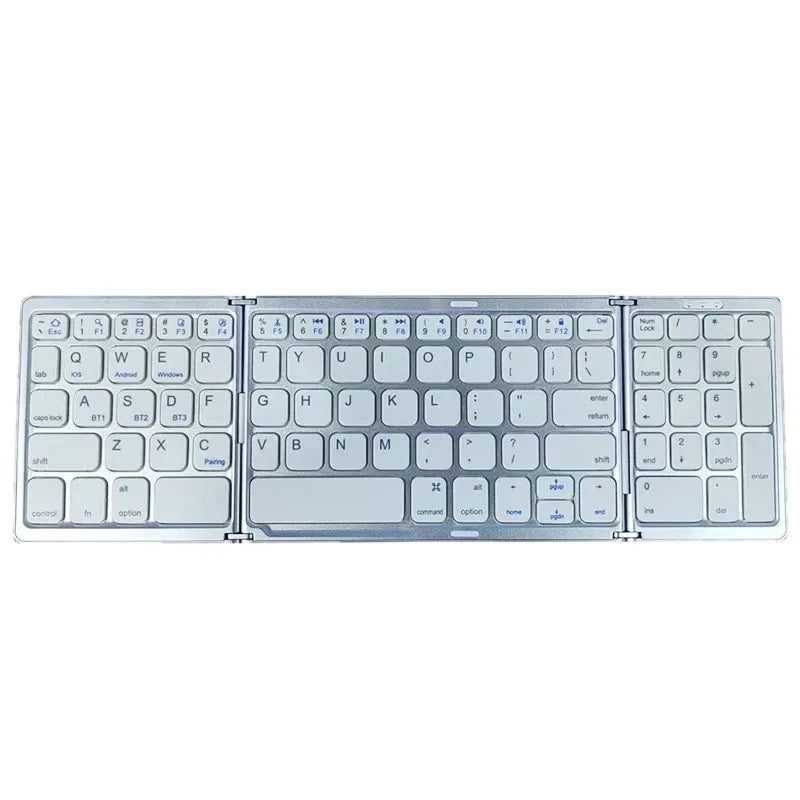 Dual Bluetooth 5.1 Keyboard 3-Folding Mini Keyboard Rechargeable Foldable Keyboard with Touchpad for Windows Android IOS iPad