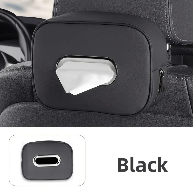 1PC  PU Leather Car Tissue Box Holder, Multi-Functional Storage Organizer for Sun Visor