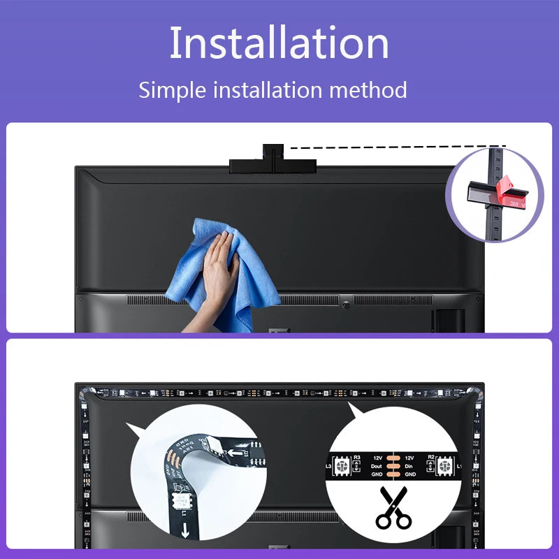 PC/TV SYNC Backlight RGBIC LED Strip Lights with Color Capture Sensor Bluetooth Music SYNC USB Light Strip for Game Atmosphere