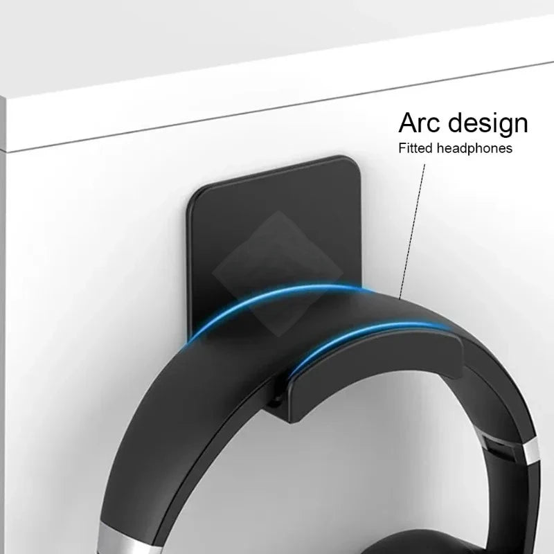 Universal Headphone Stand Adhensive Plastic Wall Mount Hanger Under Desk Headset Rack Holder Support for Gaming Earphone Bracket