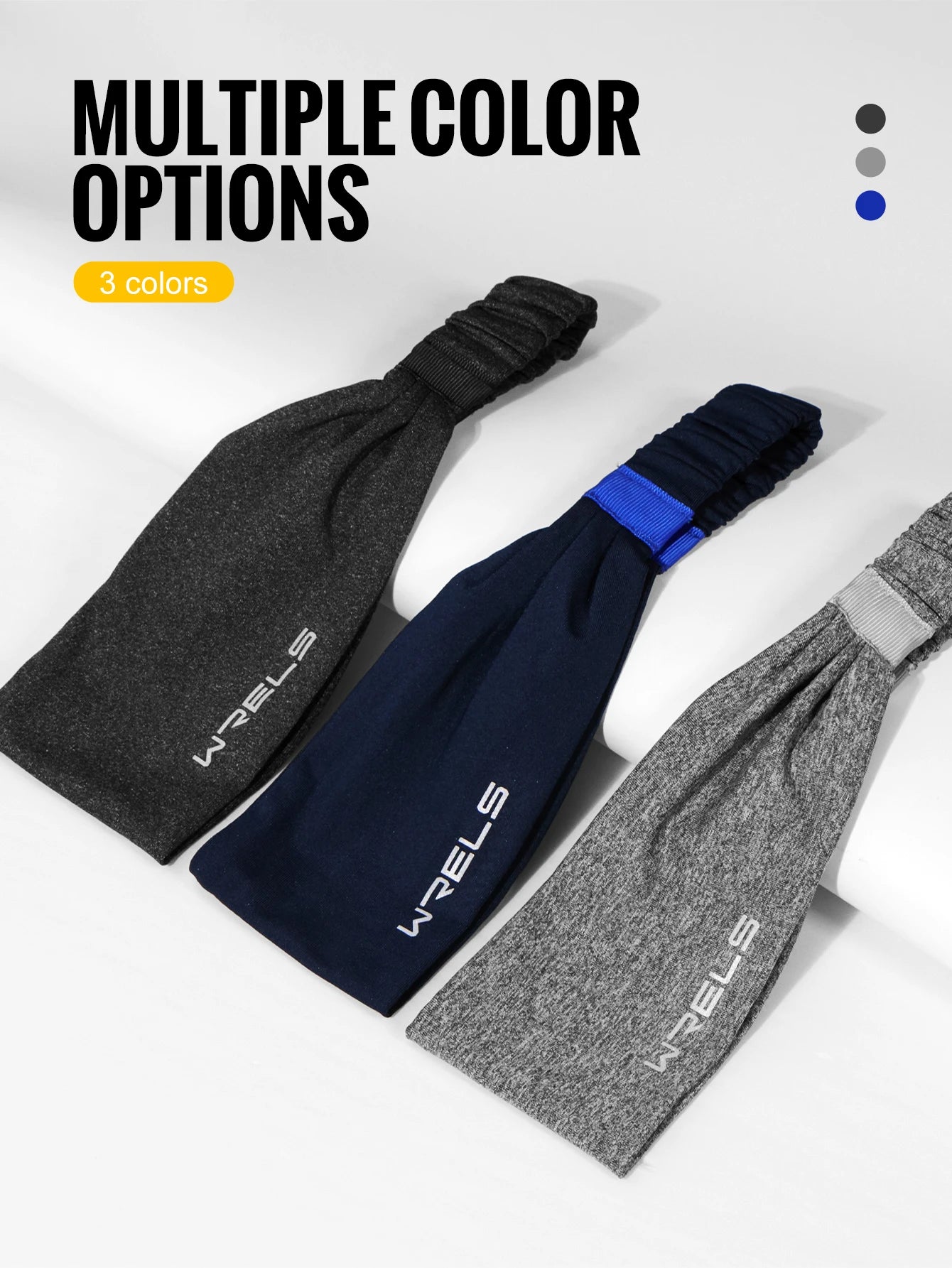 WRELS Sports Headbands Moisture Wicking Sweatbands for Running Breathable Headbands Elastic Non Slip Hairband for Women and Men