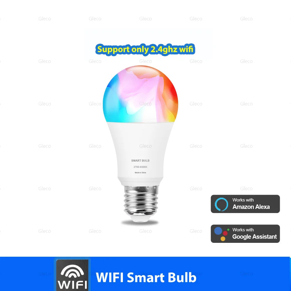 Tuya Smart LED Light Bulbs WiFi Bluetooth RGBCW 110V 220V LED Lamp Compatible with Alexa Google Assistant For Room Decoration