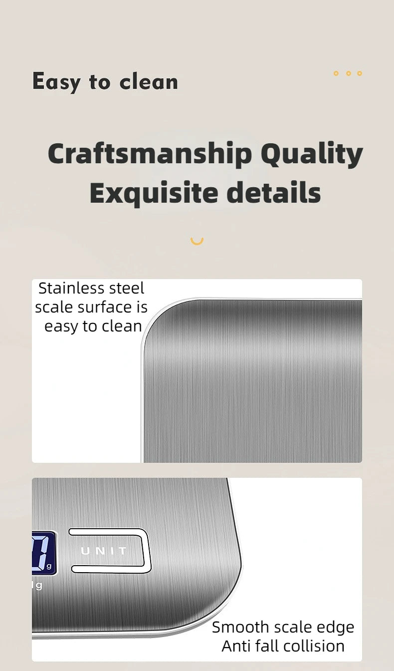 5kg/1g Multifunction Electric Digital Kitchen Food Scale LCD Display, High Precise Waterproff Measuring Scale Stainless Steel