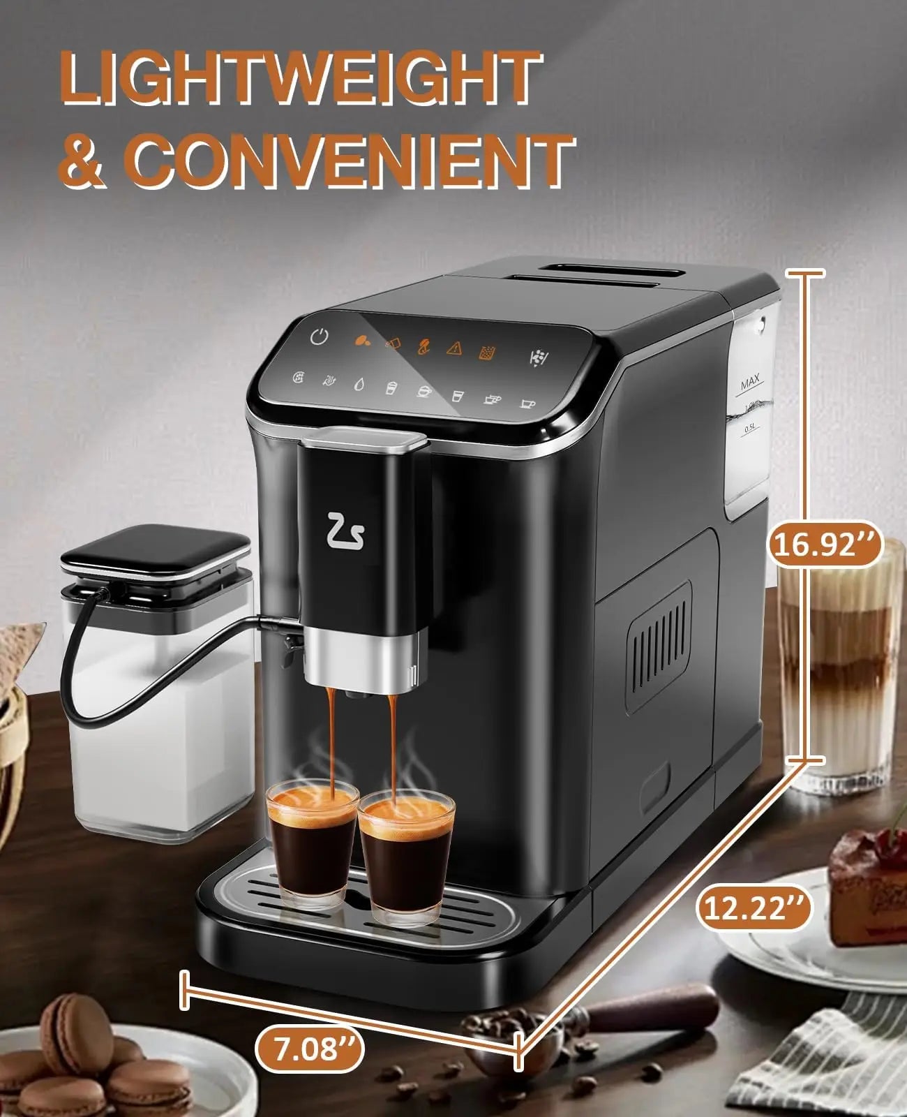 20-Bar Espresso Maker With Bean Grinder Professional Coffee Machine With Milk Frother & 1.5l Water Tank For Coffee Lovers