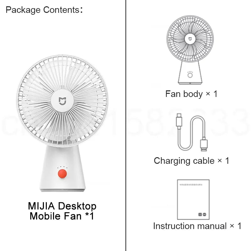 MIJIA Desktop Mobile Fan，Desktop Handheld Two In One，Universal Type-C Charging Port，18.5 - Hour Ultra - Long Battery Life