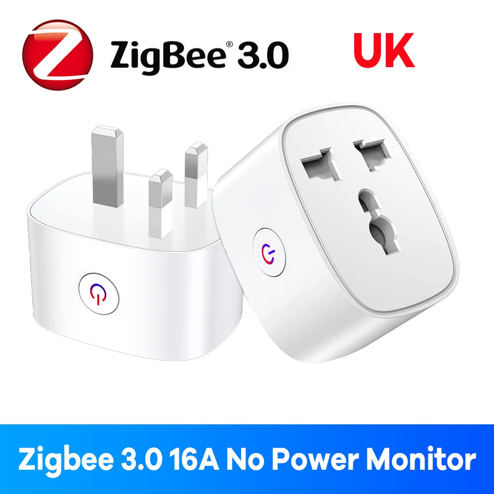 Zigbee Smart Plug 16A EU US UK Plug Energy Monitor Remote Control Timer Alexa Google Home for Electrical Sockets with Control