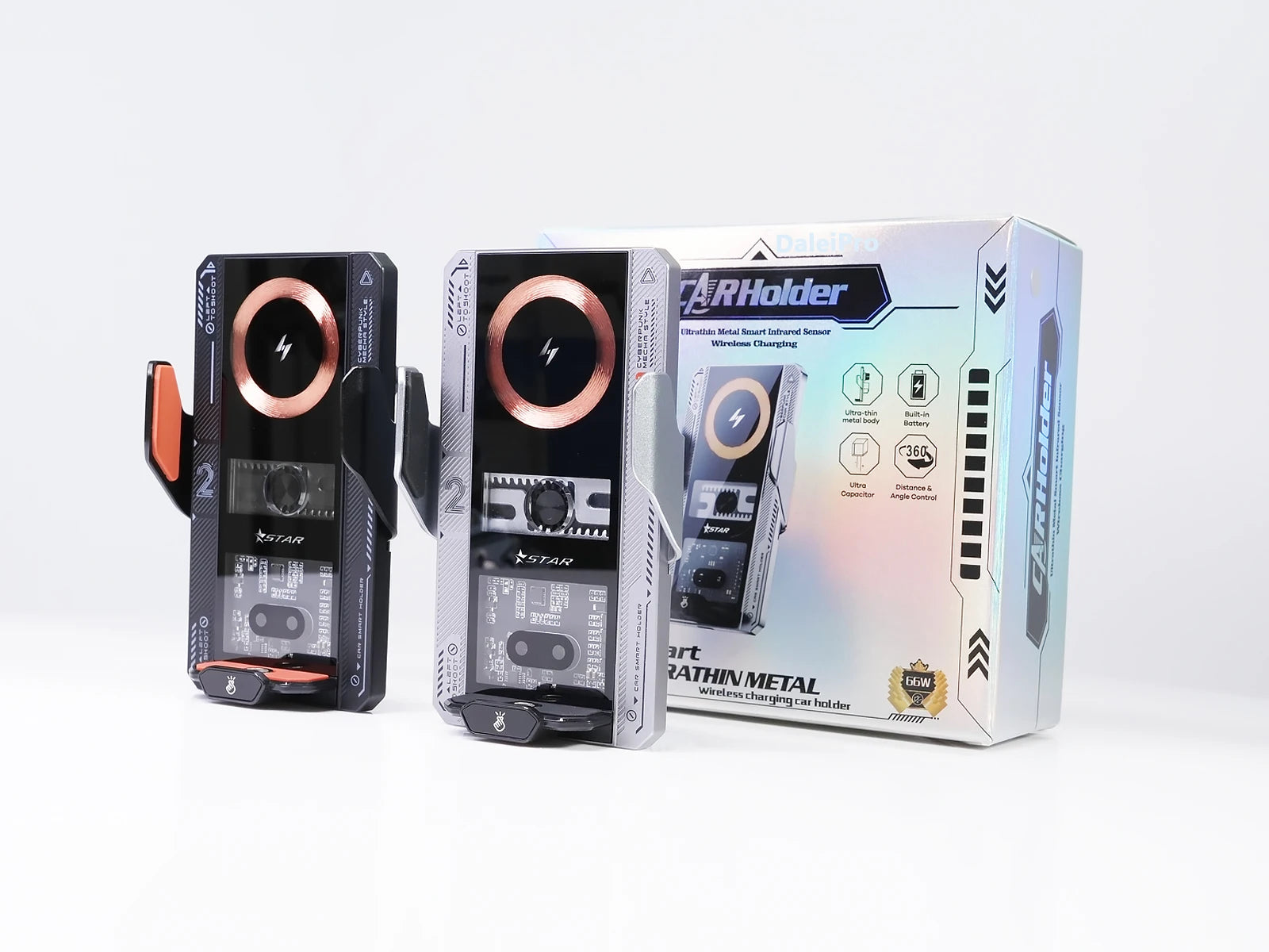 Car Smart Sensing Automatic Clamping Mounts For Samsung iPhone Xiaomi Phone Holder Wireless Charger Mounts 15W/66W Fast Charging