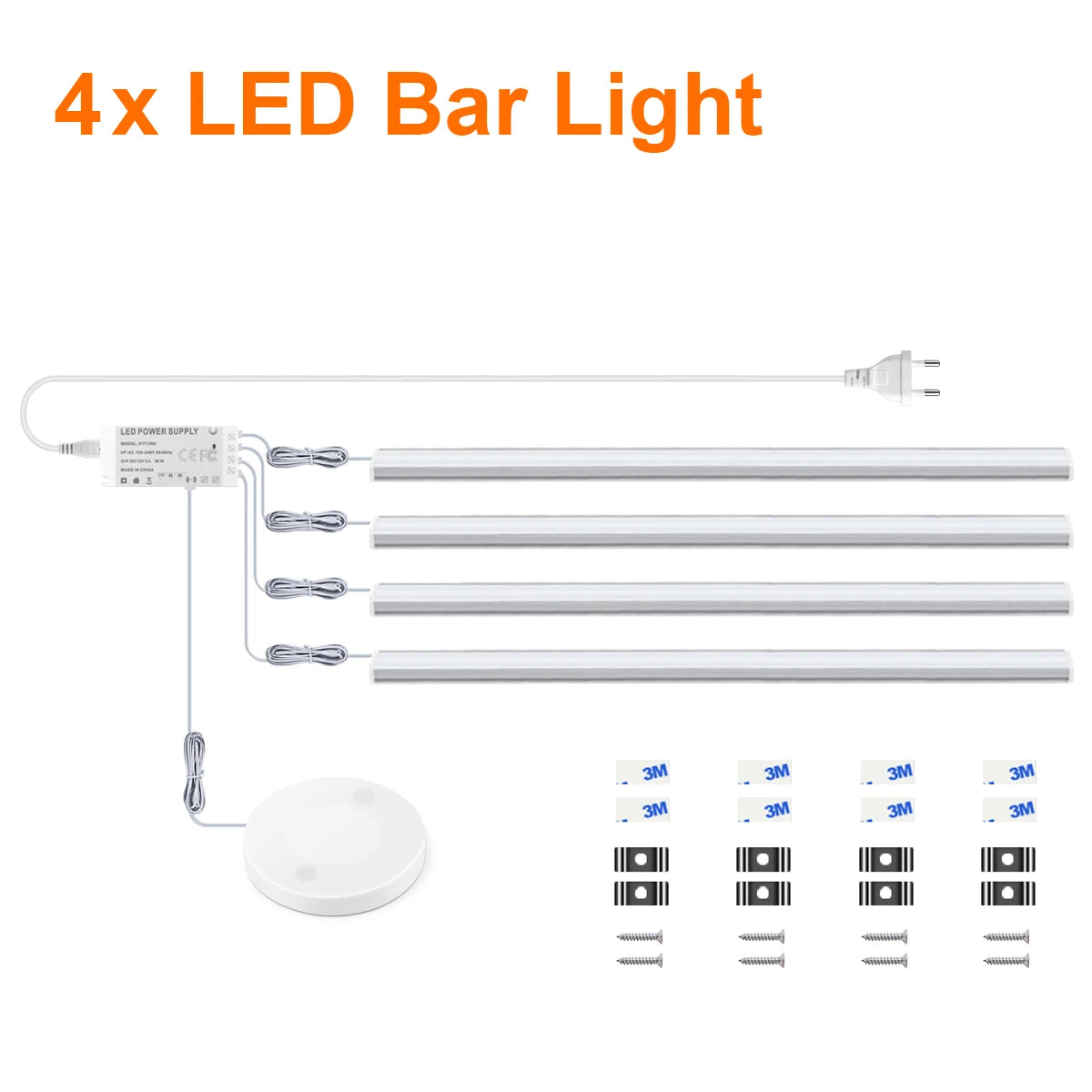 1-6PCS Set LED Cabinet Bar Lamps EU 220V Integrated Lighting With Dimmable Touch/Hand Sweep Sensor Switch 25mm Board Penetrable