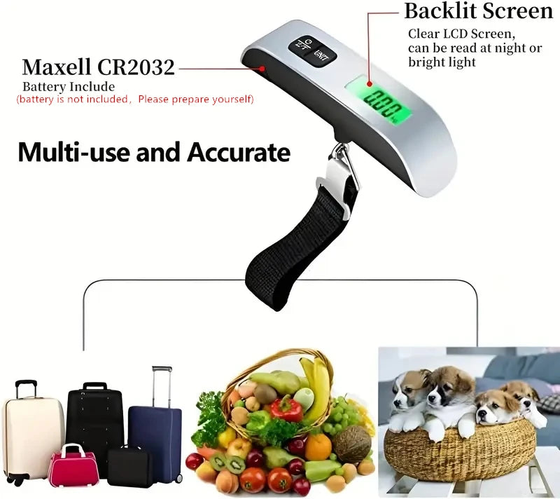 110lb/50kg Portable Scale Digital LCD Display Electronic Luggage Hanging Suitcase Travel Weighs Baggage Bag Weight Balance Tools