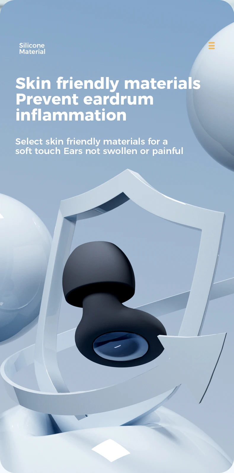 Silicone Ear Plugs for Sleeping 25dB Noise Cancelling Hearing Protection Reusable Earplugs for Sleep Focus Concerts Work Study