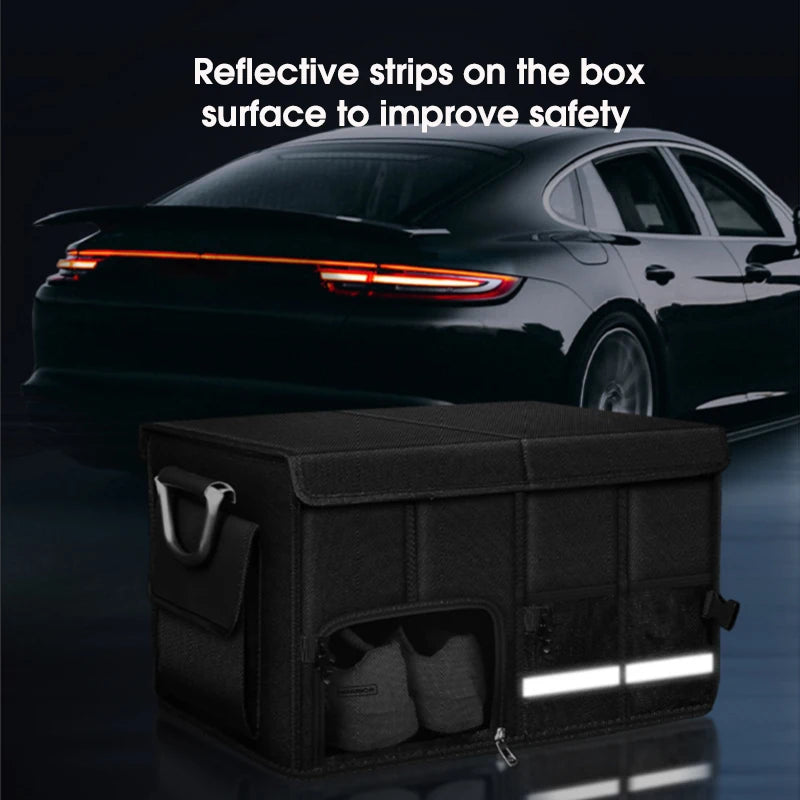 Portable Foldable Trunk Storage Box Waterproof Oxford Cloth 92L Large-Capacity Car Organizer for Camping Fishing