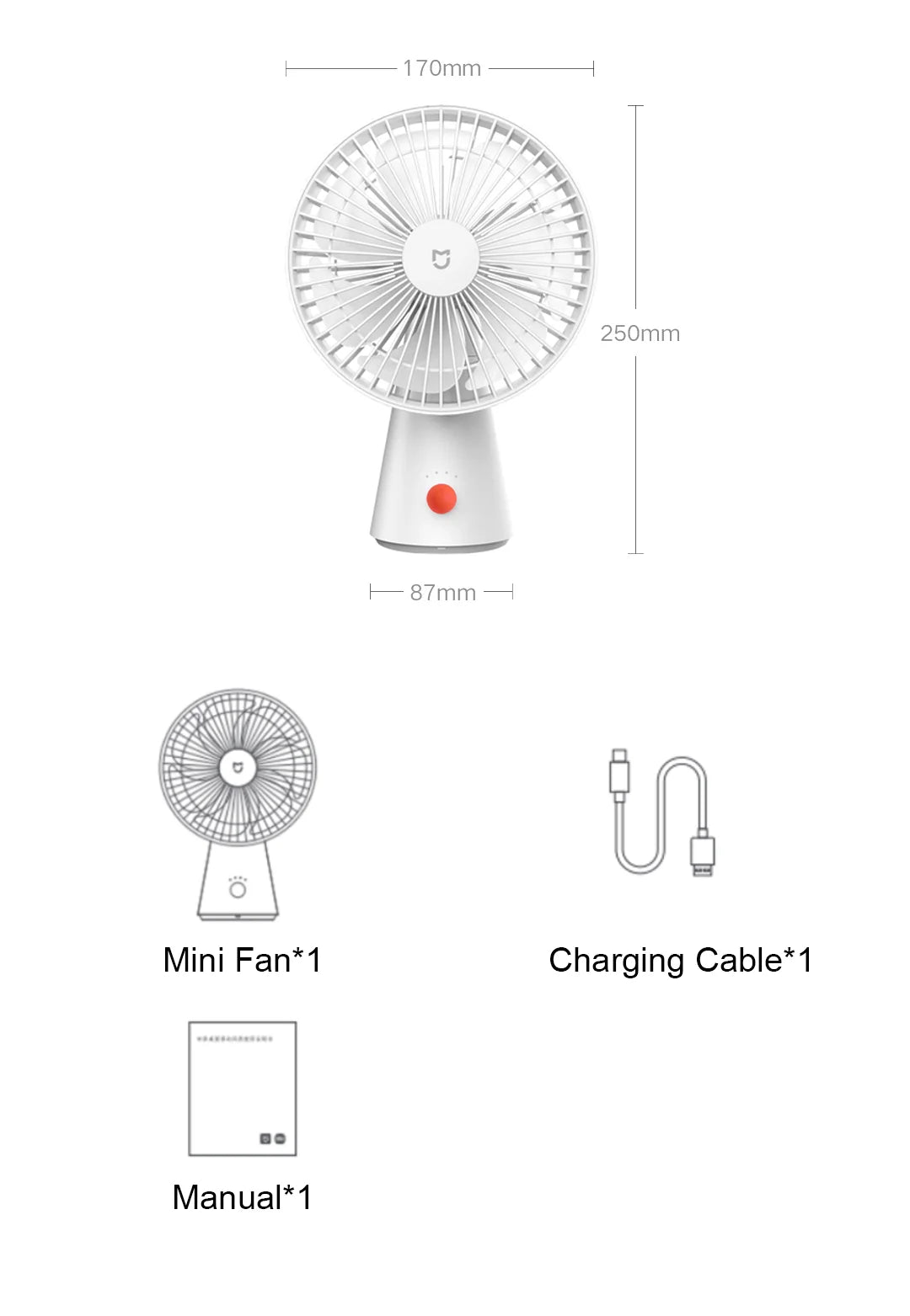 MIJIA Desktop Mobile Fan，Desktop Handheld Two In One，Universal Type-C Charging Port，18.5 - Hour Ultra - Long Battery Life