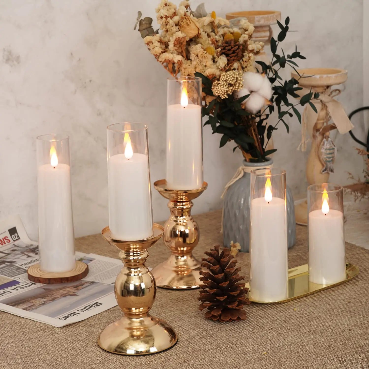 6-60PCS Artificial Candles Led Candles for Wedding Led Candle Flameless Candles Battery Operated Candle for Decorative Wedding