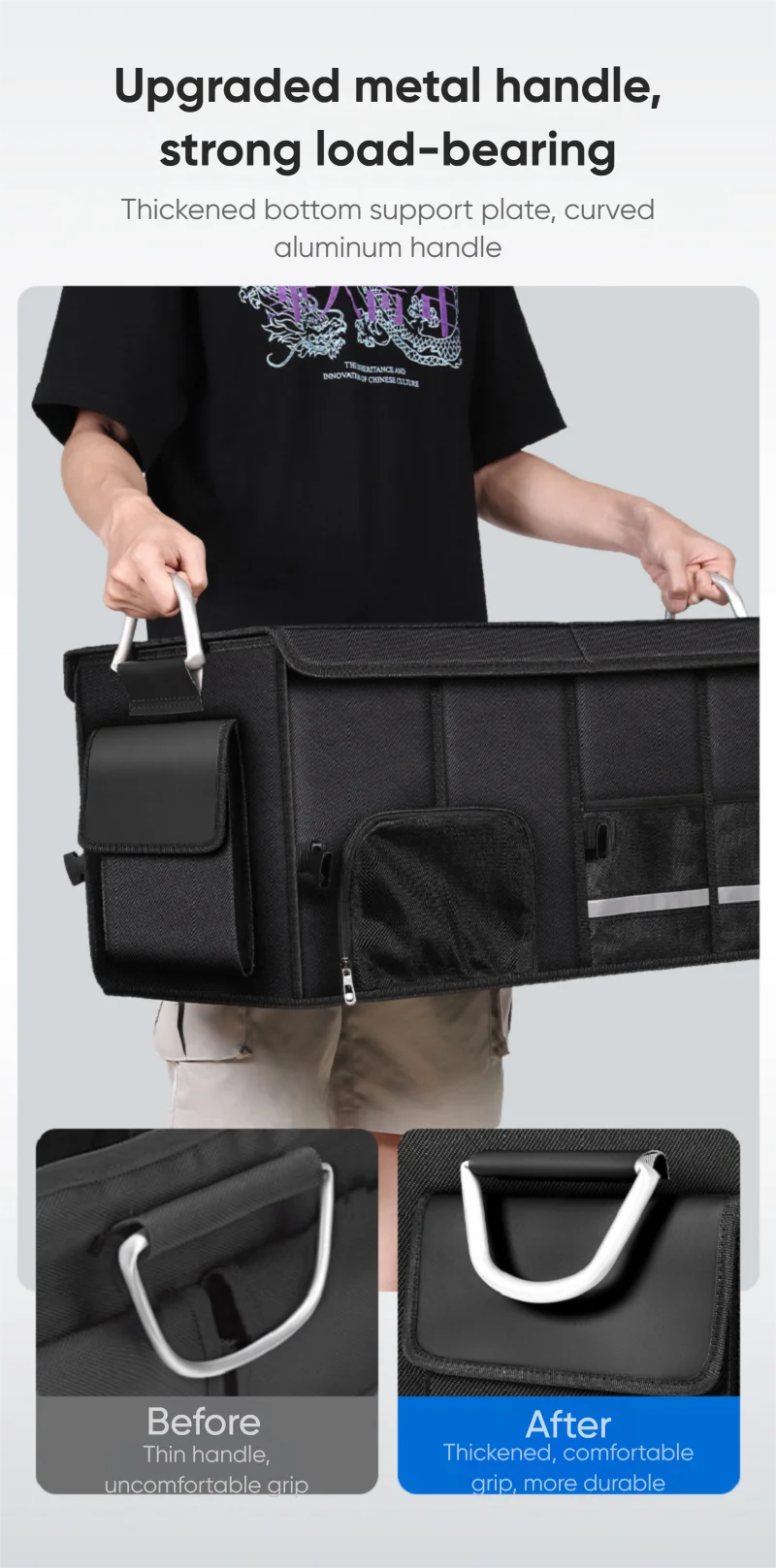 Portable Foldable Trunk Storage Box Waterproof Oxford Cloth 92L Large-Capacity Car Organizer for Camping Fishing