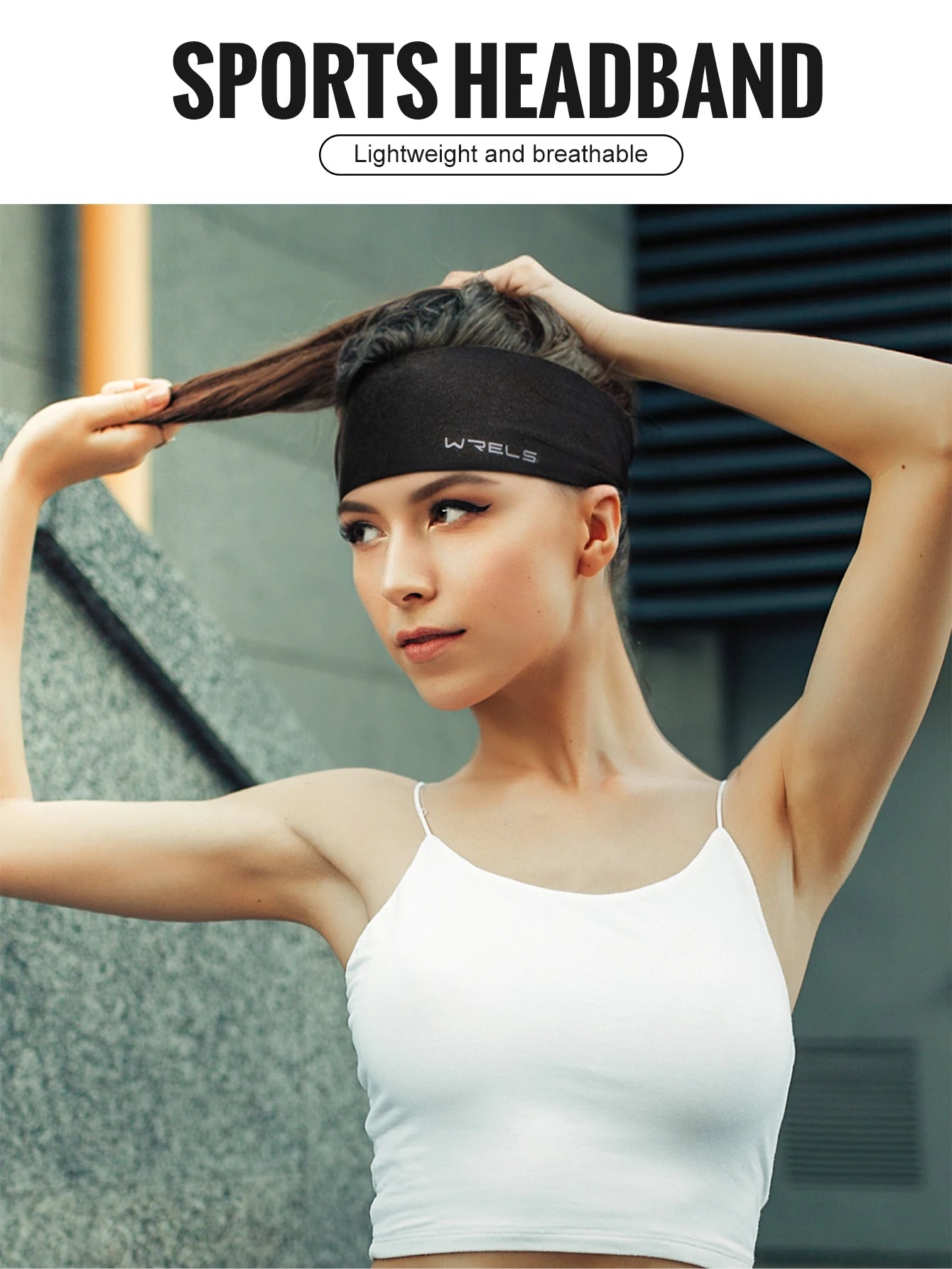 WRELS Sports Headbands Moisture Wicking Sweatbands for Running Breathable Headbands Elastic Non Slip Hairband for Women and Men