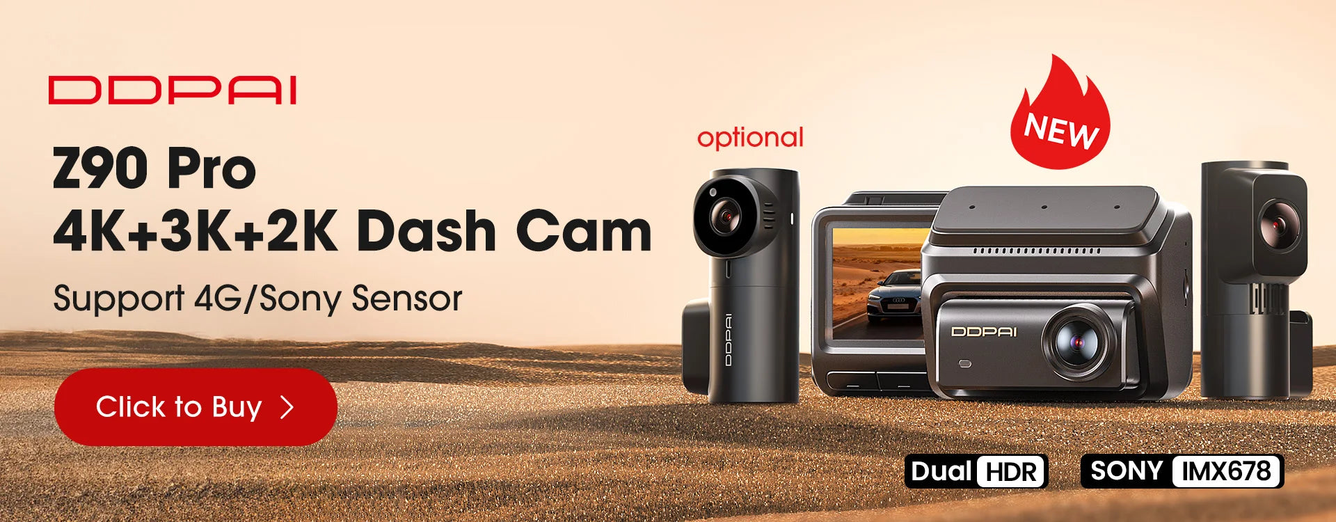 DDPAI 4K Dash Cam Z60 Pro Support Rear and Interior Car Camera SONY STARVIS2 Sensor 24h Parking 5GHz Wi-Fi ADAS GPS 4G Car DVR