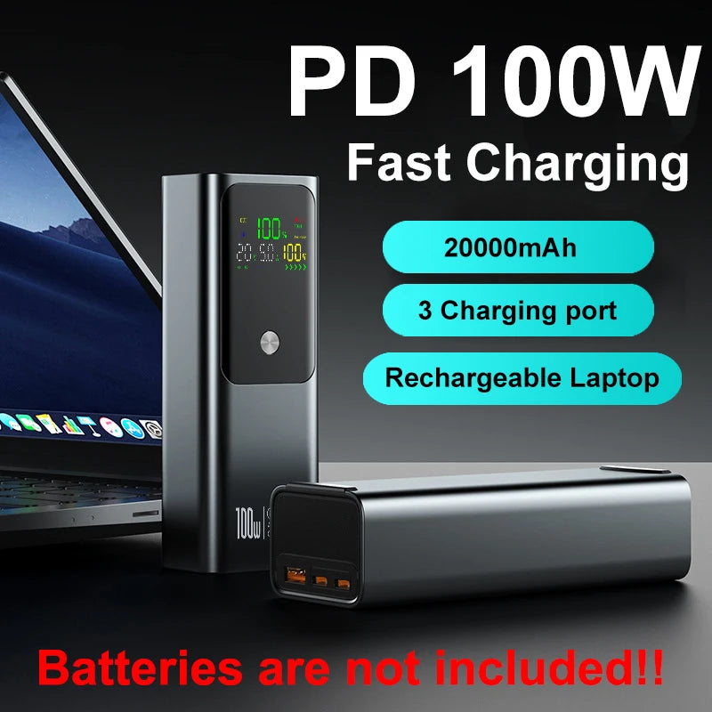 PD100W DIY Battery Charger Case Fast Charging for 4PCS 21700 Polymer 20000mA Battery Power Bank Box for Macbook Need Welding