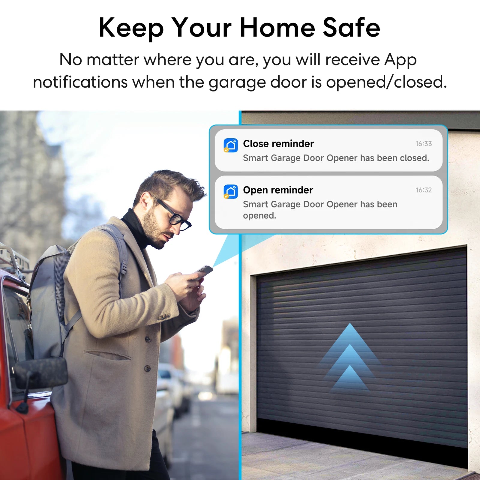 LoraTap Tuya Wireless Garage Door Opener Controller Switch Security Protection Early Warning Work with Google Alexa