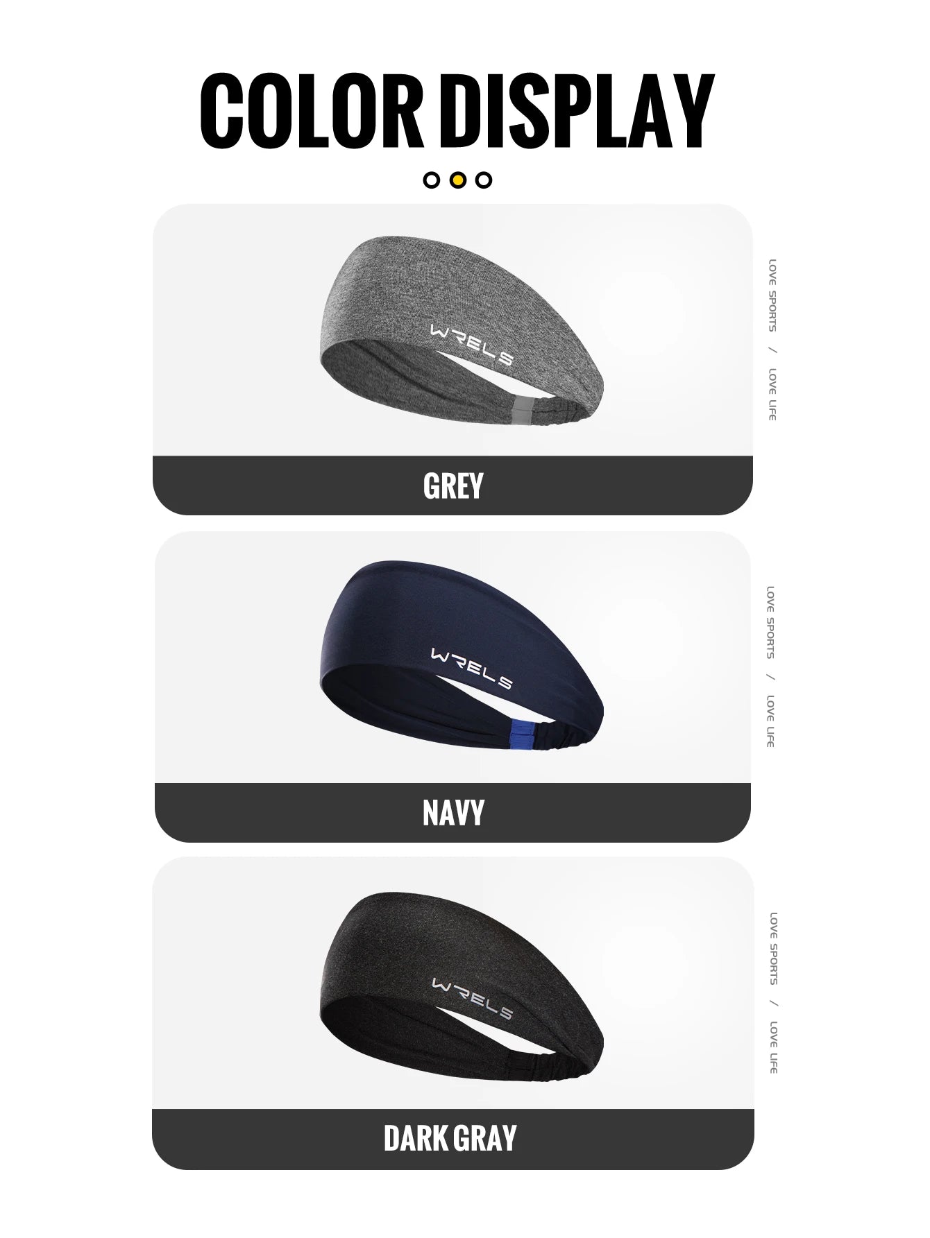 WRELS Sports Headbands Moisture Wicking Sweatbands for Running Breathable Headbands Elastic Non Slip Hairband for Women and Men