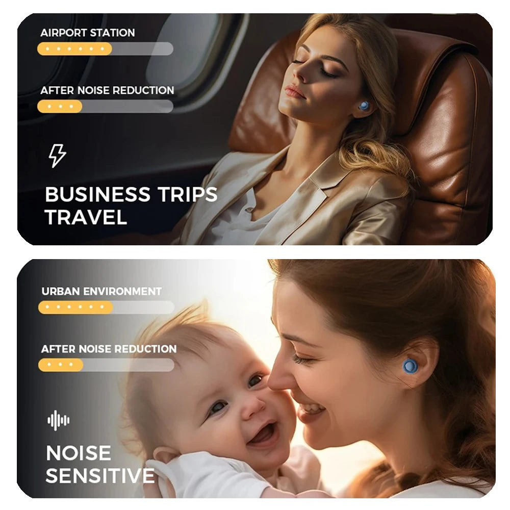 Silicone Ear Plugs for Sleeping 25dB Noise Cancelling Hearing Protection Reusable Earplugs for Sleep Focus Concerts Work Study