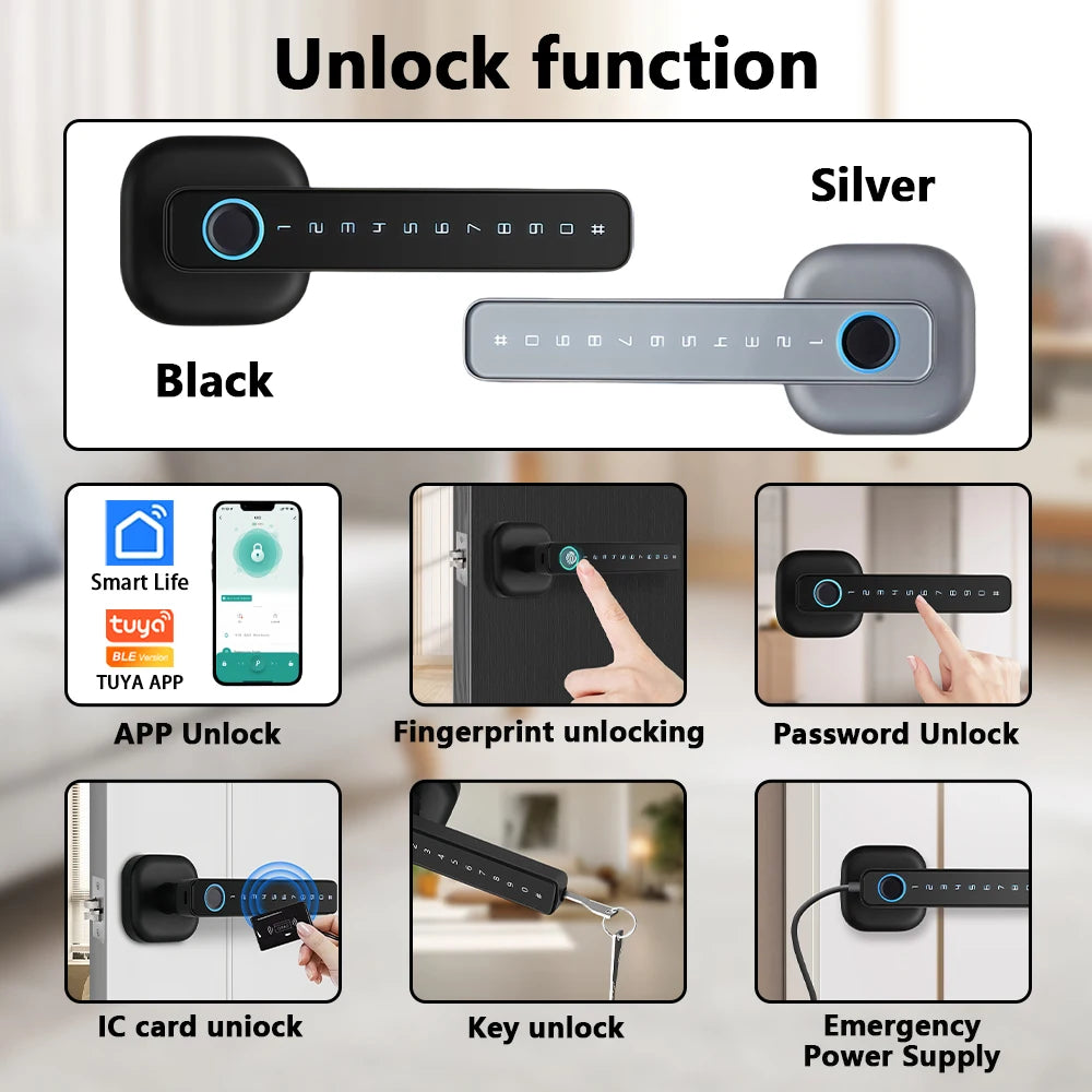 CDOK 2025 New M6 Tuya Bluetooth smart lock, door lock, fingerprint lock, password lock, multiple unlocking methods