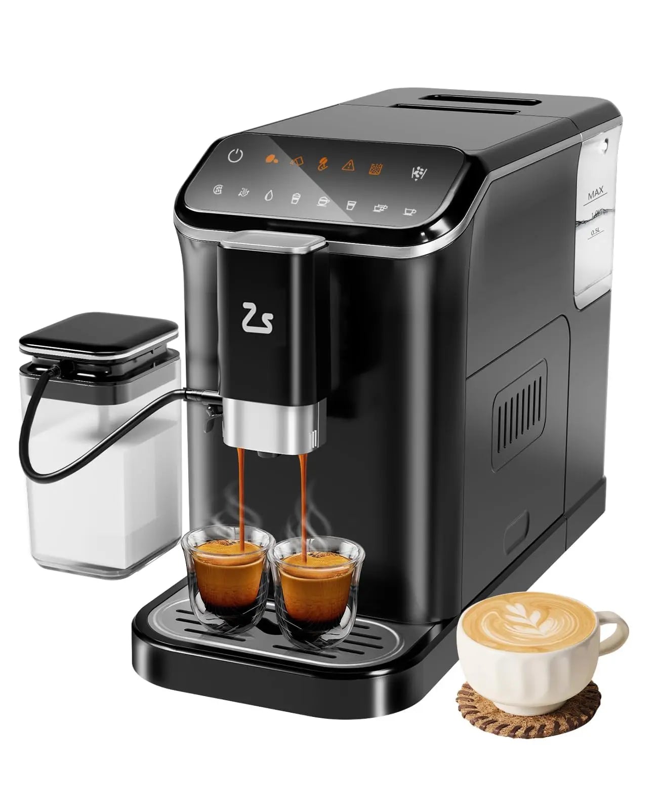 20-Bar Espresso Maker With Bean Grinder Professional Coffee Machine With Milk Frother & 1.5l Water Tank For Coffee Lovers