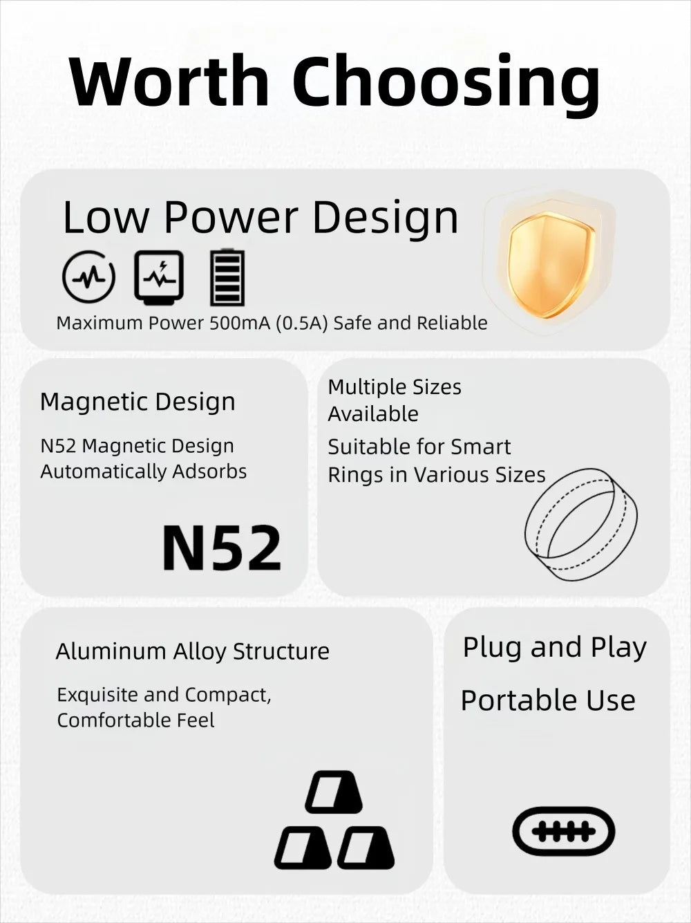 with Indicator Light Smart Ring Charging Converter Universal Short Circuit Protection Fitness Tracker Charger Connector