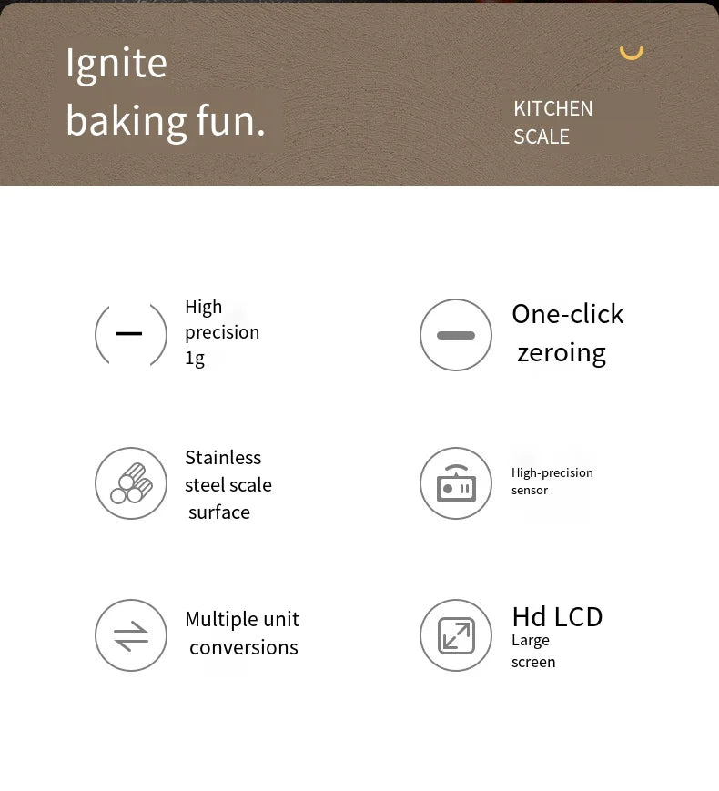 5kg/1g Multifunction Electric Digital Kitchen Food Scale LCD Display, High Precise Waterproff Measuring Scale Stainless Steel