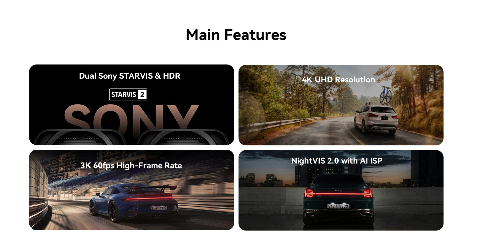 DDPAI 4K Dash Cam Z60 Pro Support Rear and Interior Car Camera SONY STARVIS2 Sensor 24h Parking 5GHz Wi-Fi ADAS GPS 4G Car DVR