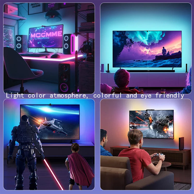 PC/TV SYNC Backlight RGBIC LED Strip Lights with Color Capture Sensor Bluetooth Music SYNC USB Light Strip for Game Atmosphere