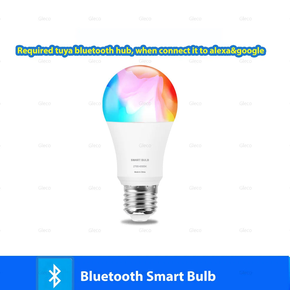 Tuya Smart LED Light Bulbs WiFi Bluetooth RGBCW 110V 220V LED Lamp Compatible with Alexa Google Assistant For Room Decoration