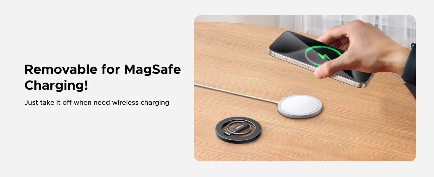 UGREEN Magnetic Phone Ring Holder Aluminum 360°Rotation Phone Stand For Strong Magsafe iPhone 15 14 13 Pro Xiaomi Samsung Huawei