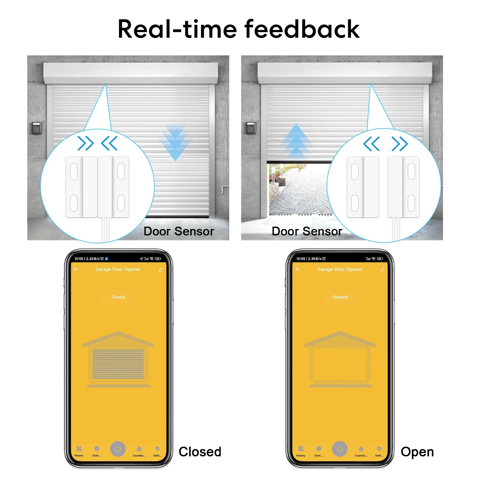 LoraTap Tuya Wireless Garage Door Opener Controller Switch Security Protection Early Warning Work with Google Alexa