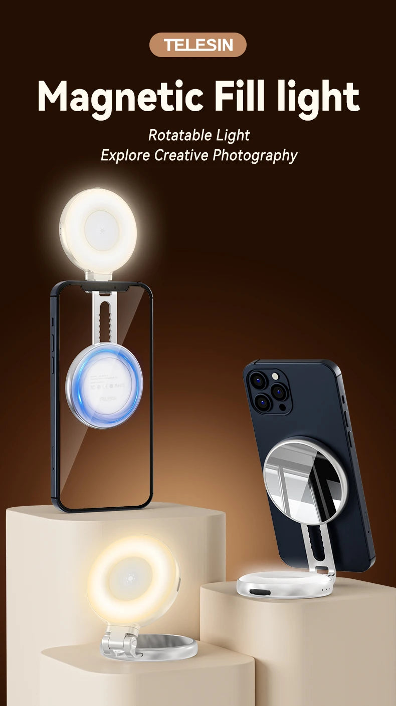 TELESIN Fun Shot Phone Camera Shoot Hand Grip Magnetic Phone Holder Shooting Aid Remote Control Handle for iPhone & Android
