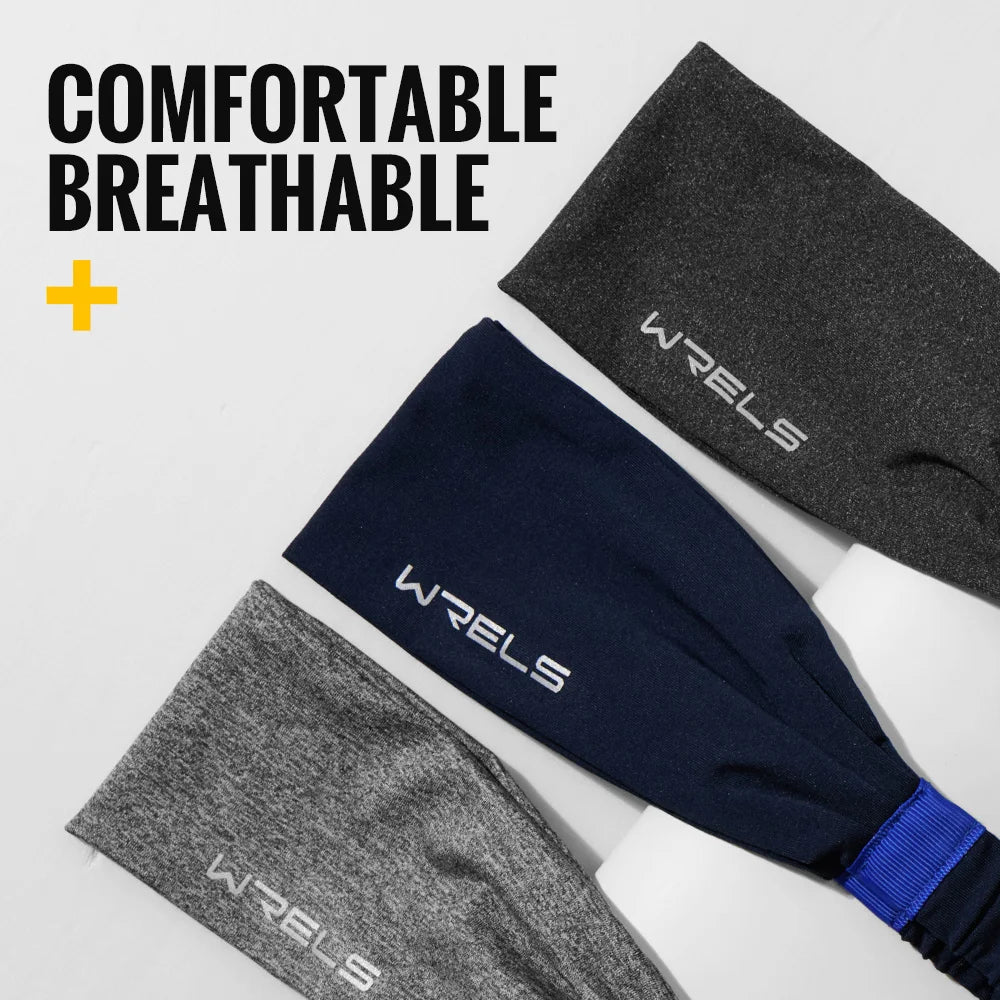 WRELS Sports Headbands Moisture Wicking Sweatbands for Running Breathable Headbands Elastic Non Slip Hairband for Women and Men